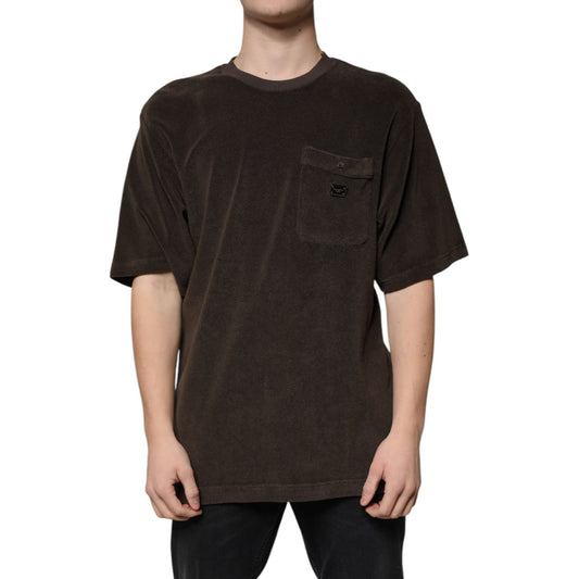 Dolce & Gabbana Brown Cotton Crew Neck Short Sleeves T-shirt TSH87311-48