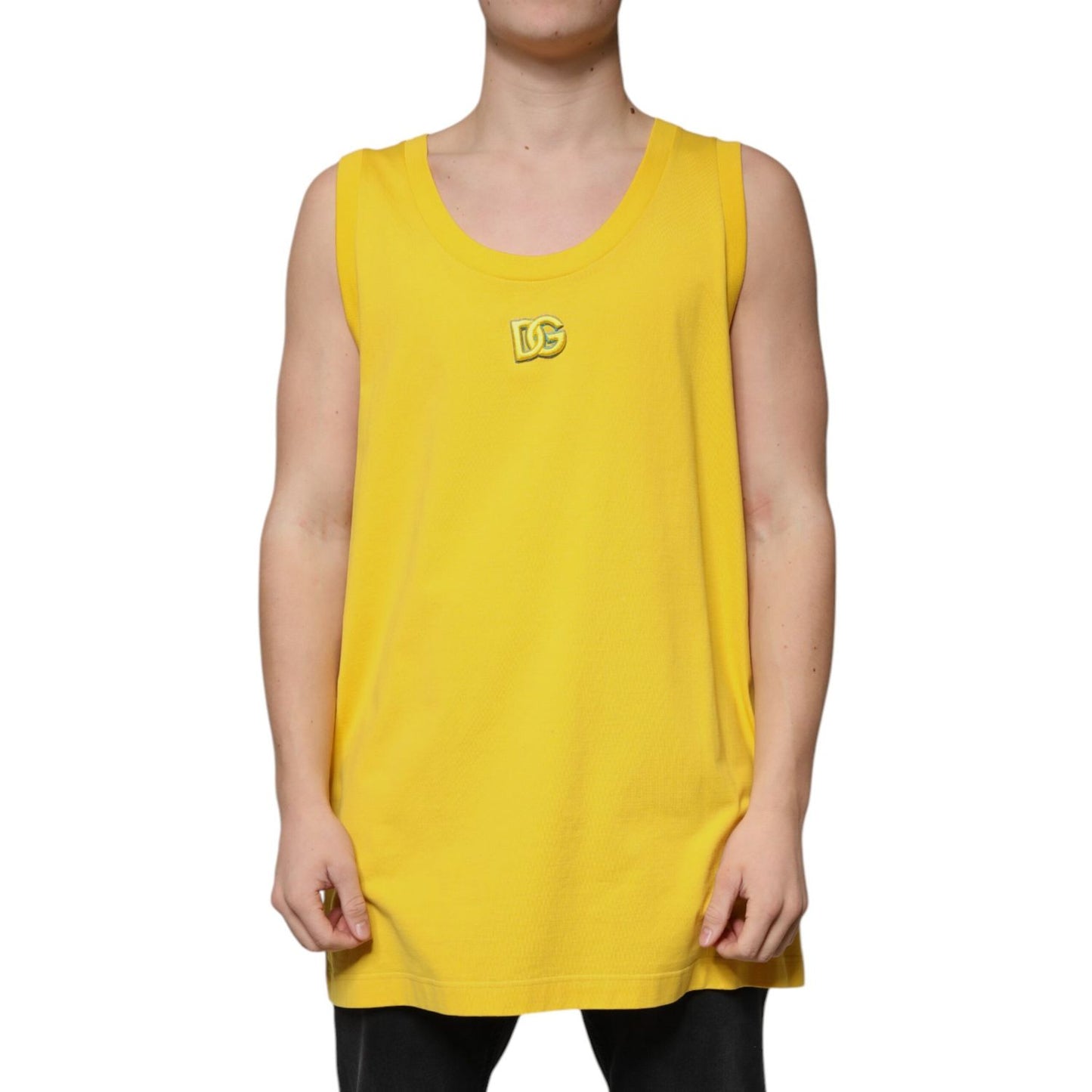 Dolce & Gabbana Yellow Cotton Round Neck Sleeveless T-shirt TSH87323-50