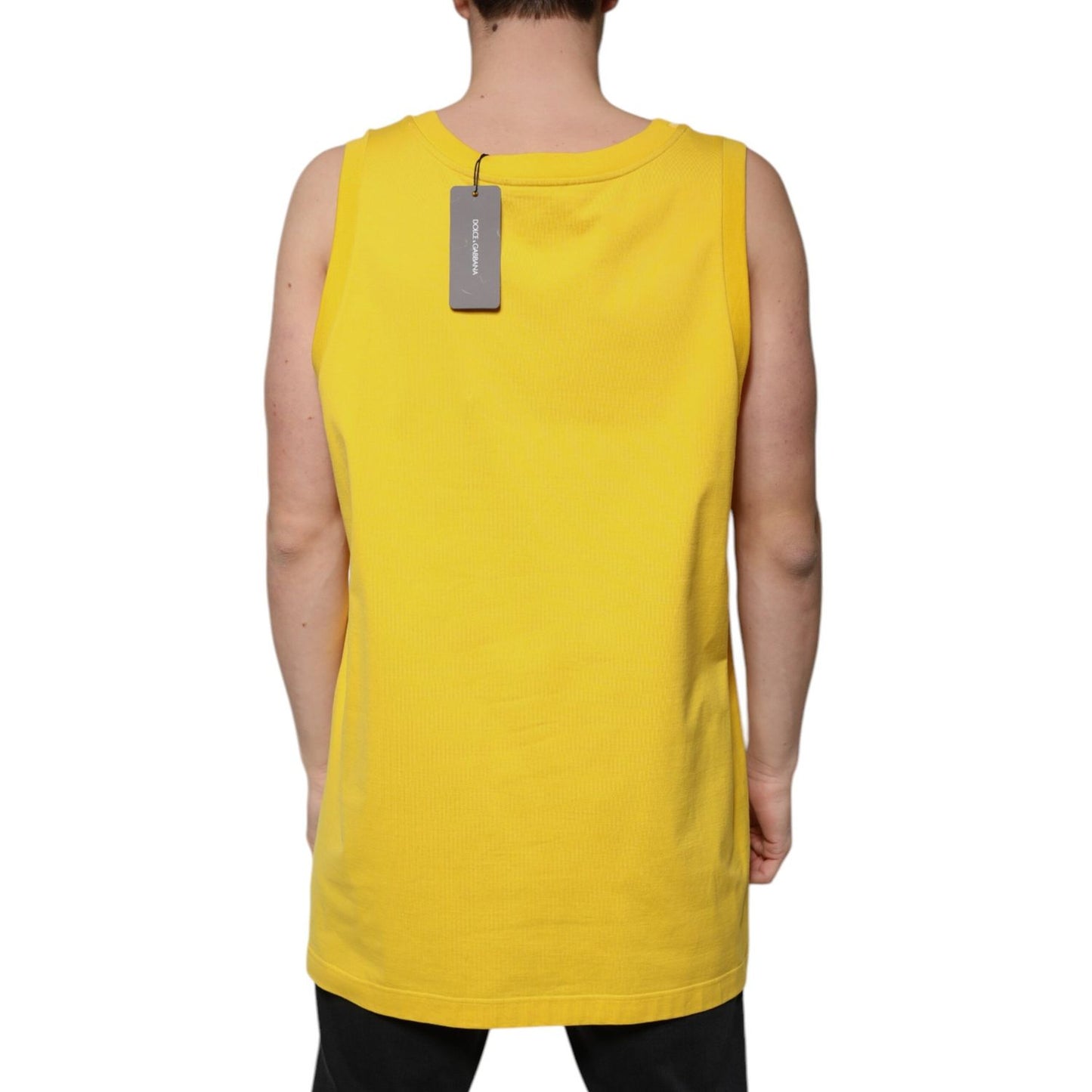 Dolce & Gabbana Yellow Cotton Round Neck Sleeveless T-shirt TSH87323-50