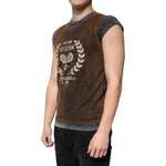 Dolce & Gabbana Brown Cotton Crew Neck Sleeveless T-shirt