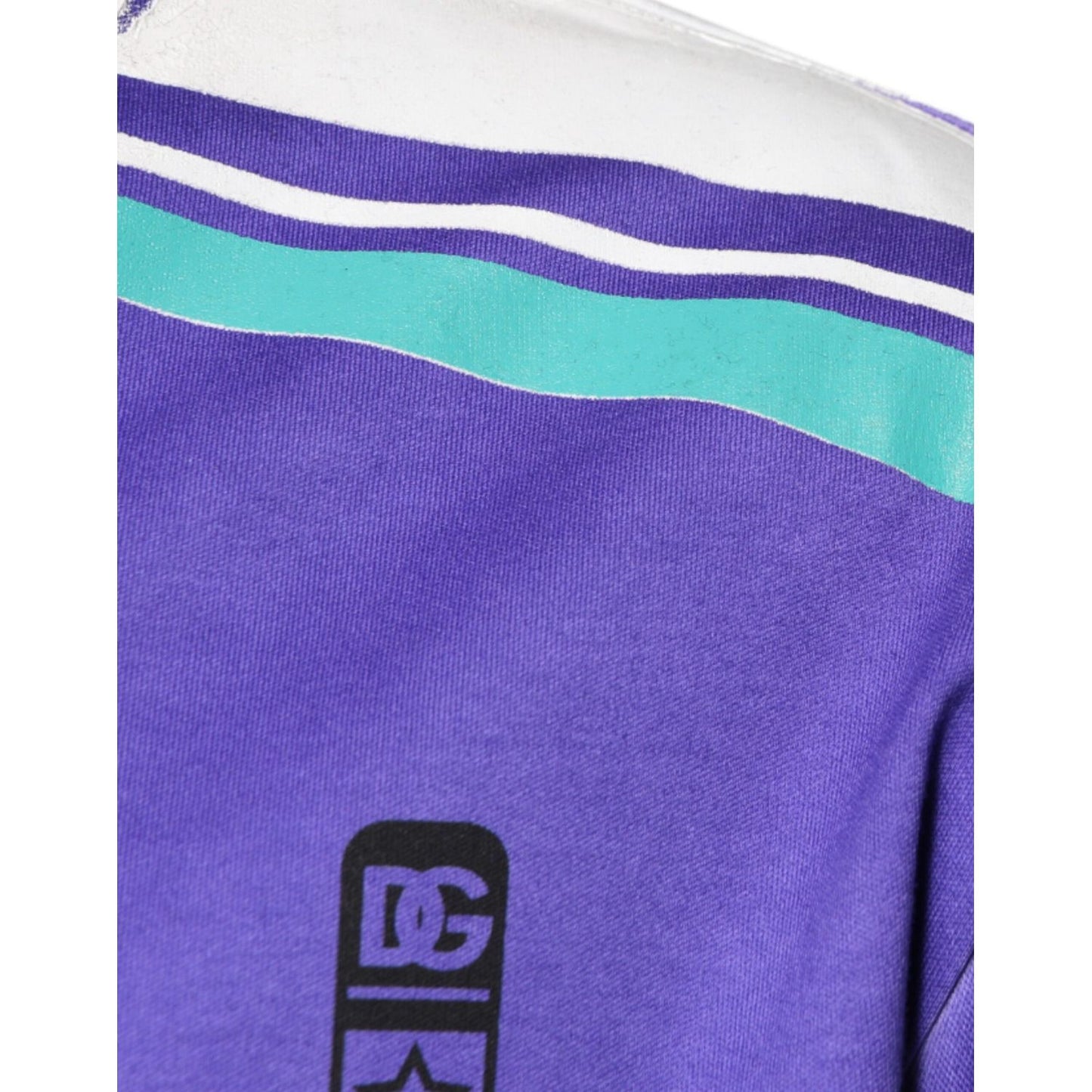 Dolce & Gabbana Purple Logo Jersey Cotton V-neck T-shirt