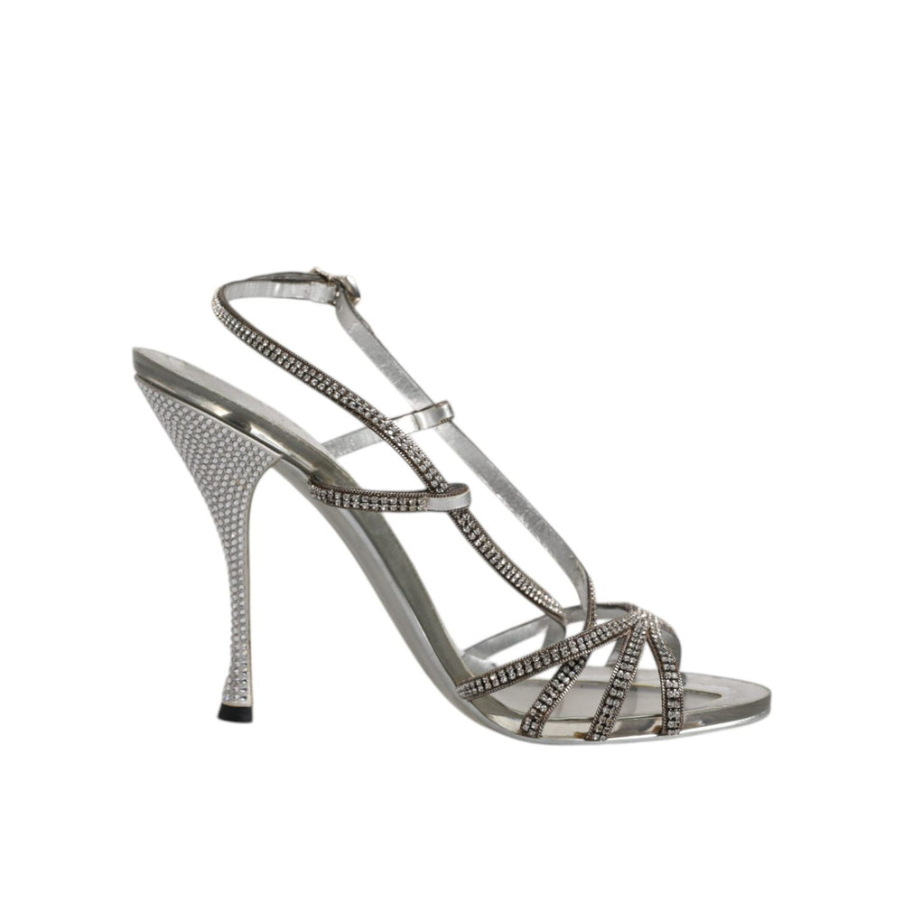 Dolce & Gabbana Silver Crystal Slingback KEIRA Sandals Shoes