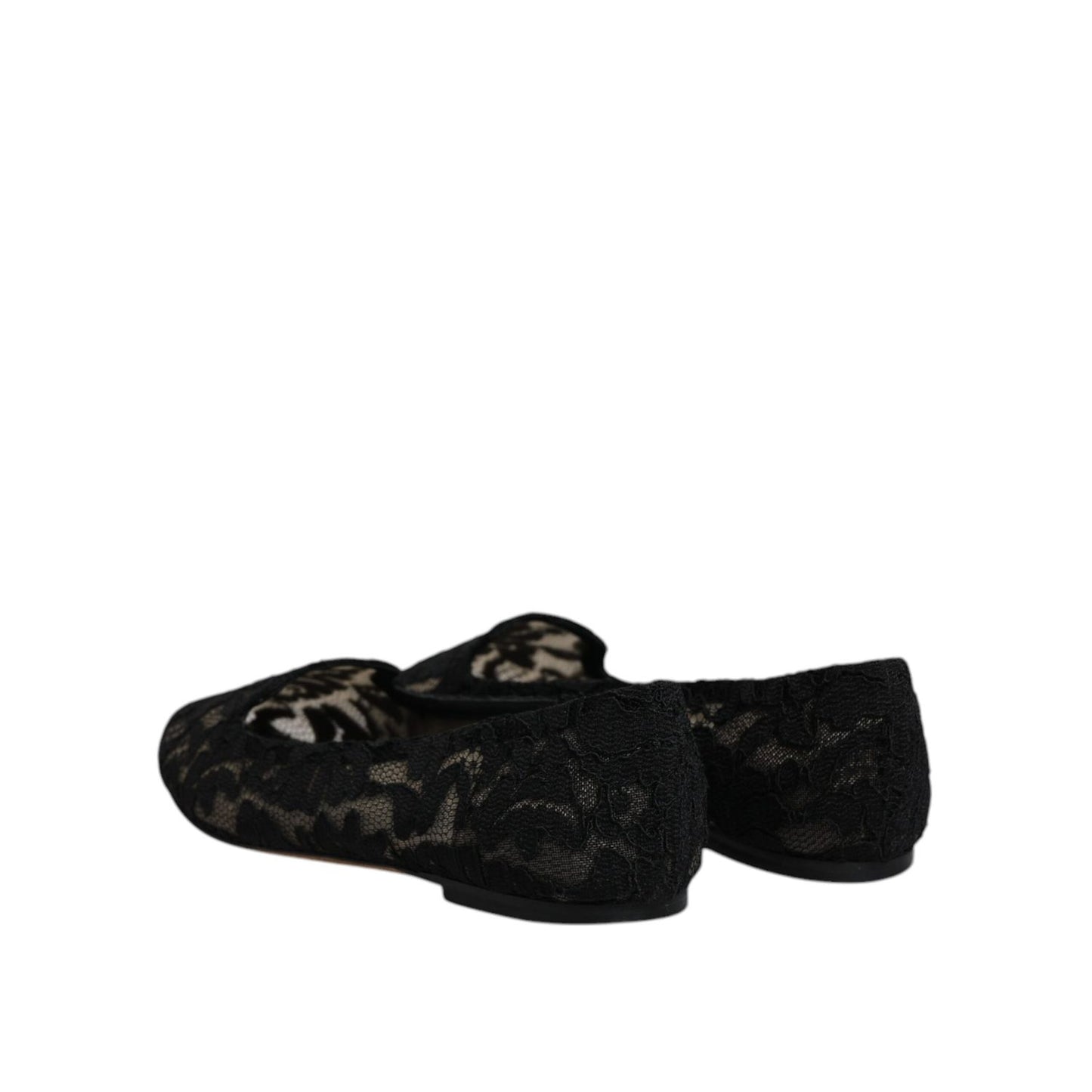 Dolce & Gabbana Black Taormina Lace Slip On Flats Shoes