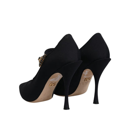 Dolce & Gabbana Black Mary Jane Stretch Crystal Pumps Shoes