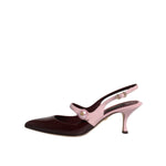 Dolce & Gabbana Pink Maroon Leather Kitten Heels Slingbacks Shoes LA12085-40
