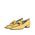 Dolce & Gabbana Yellow Leather Logo Plaque Slip On Mocassin Shoes LA12206-39