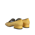 Dolce & Gabbana Yellow Leather Logo Plaque Slip On Mocassin Shoes LA12206-39