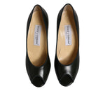 Dolce & Gabbana Green Leather Peep Toe Heels Pumps Shoes LA12220-39