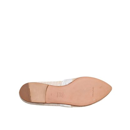 Dolce & Gabbana Beige Ribbon Fabric Ballerina Flats Shoes