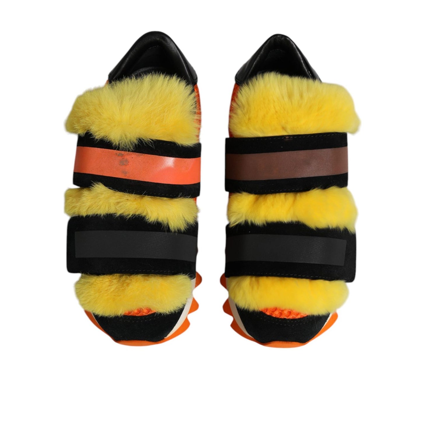Dolce & Gabbana Multicolor Fur Embellished Sneakers Shoes