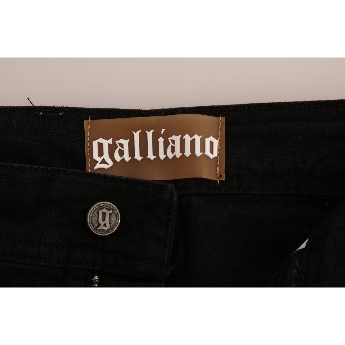 John Galliano Black Cotton Denim Stretch Regular Fit Jeans