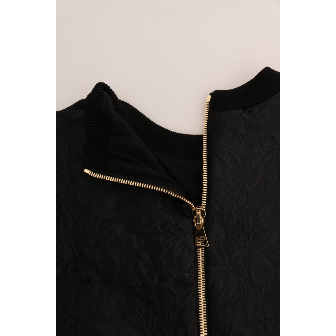 Dolce & Gabbana Black Brocade Cocktail Crystal Sweater