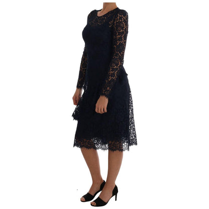 Dolce & Gabbana Blue Taormina Floral Lace Sheath Dress