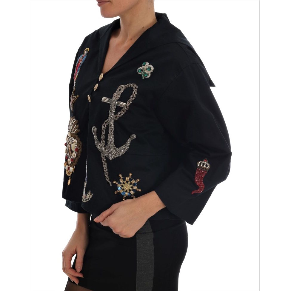 Dolce & Gabbana Blue Crystal MAMMA Sicily Jacket
