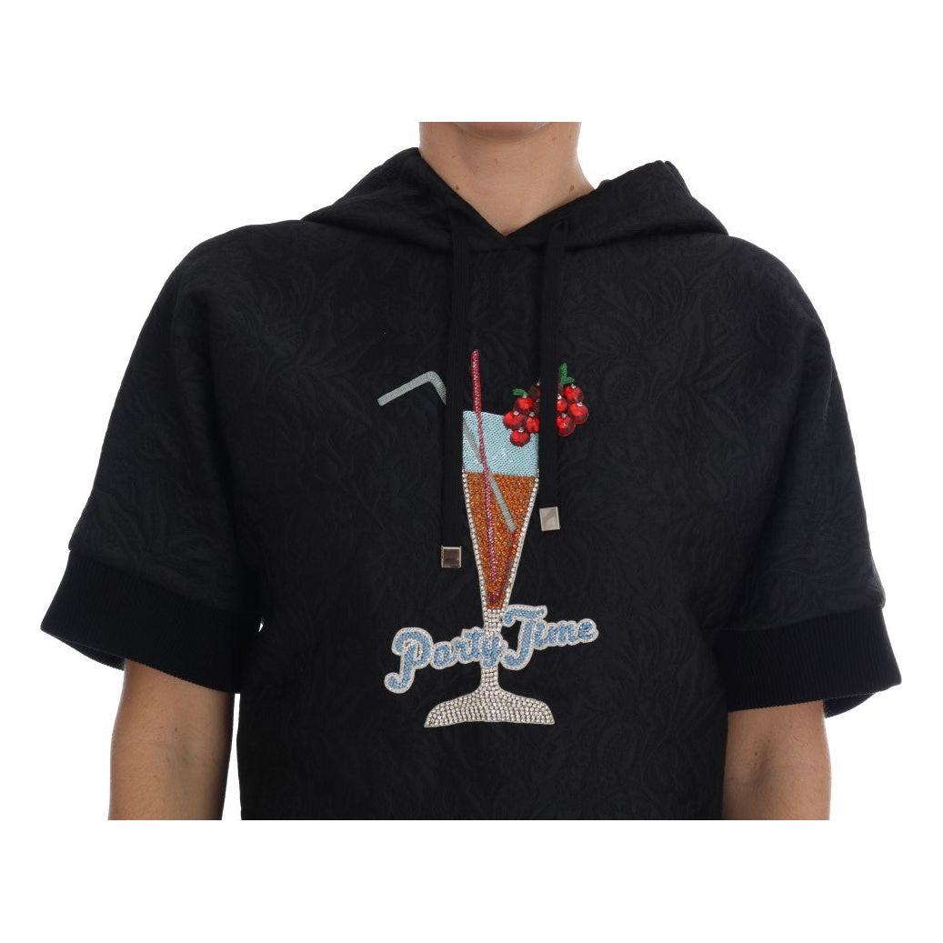 Dolce & Gabbana Black Fairy Tale Crystal Hooded Sweater