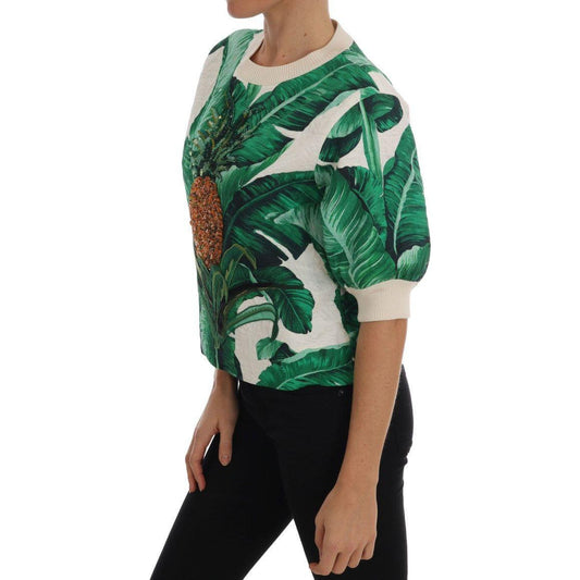 Dolce & Gabbana Pineapple Banana Sequins Crewneck Sweater