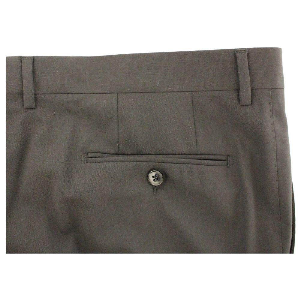 优雅褶皱黑色羊毛长裤