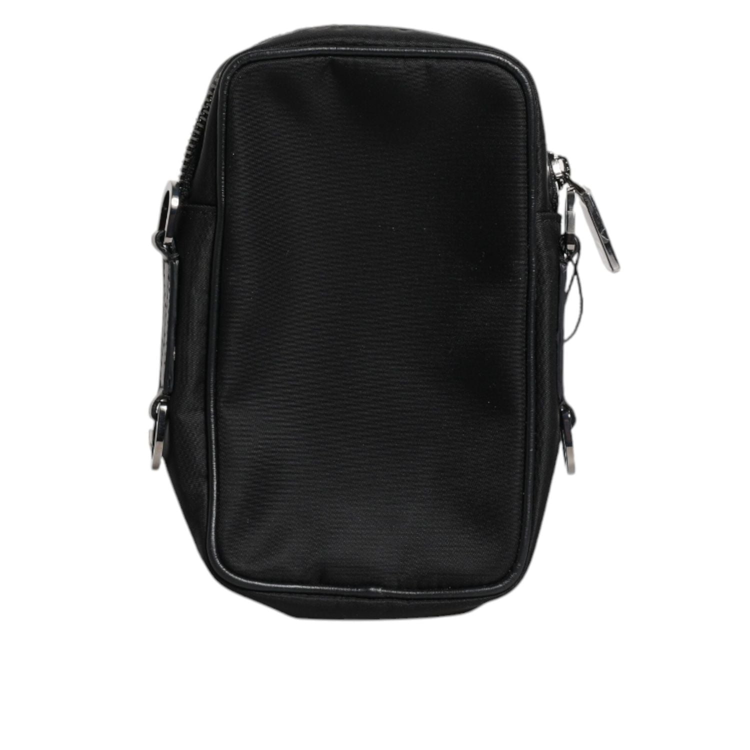 Front view with bag zipped and handles upright.