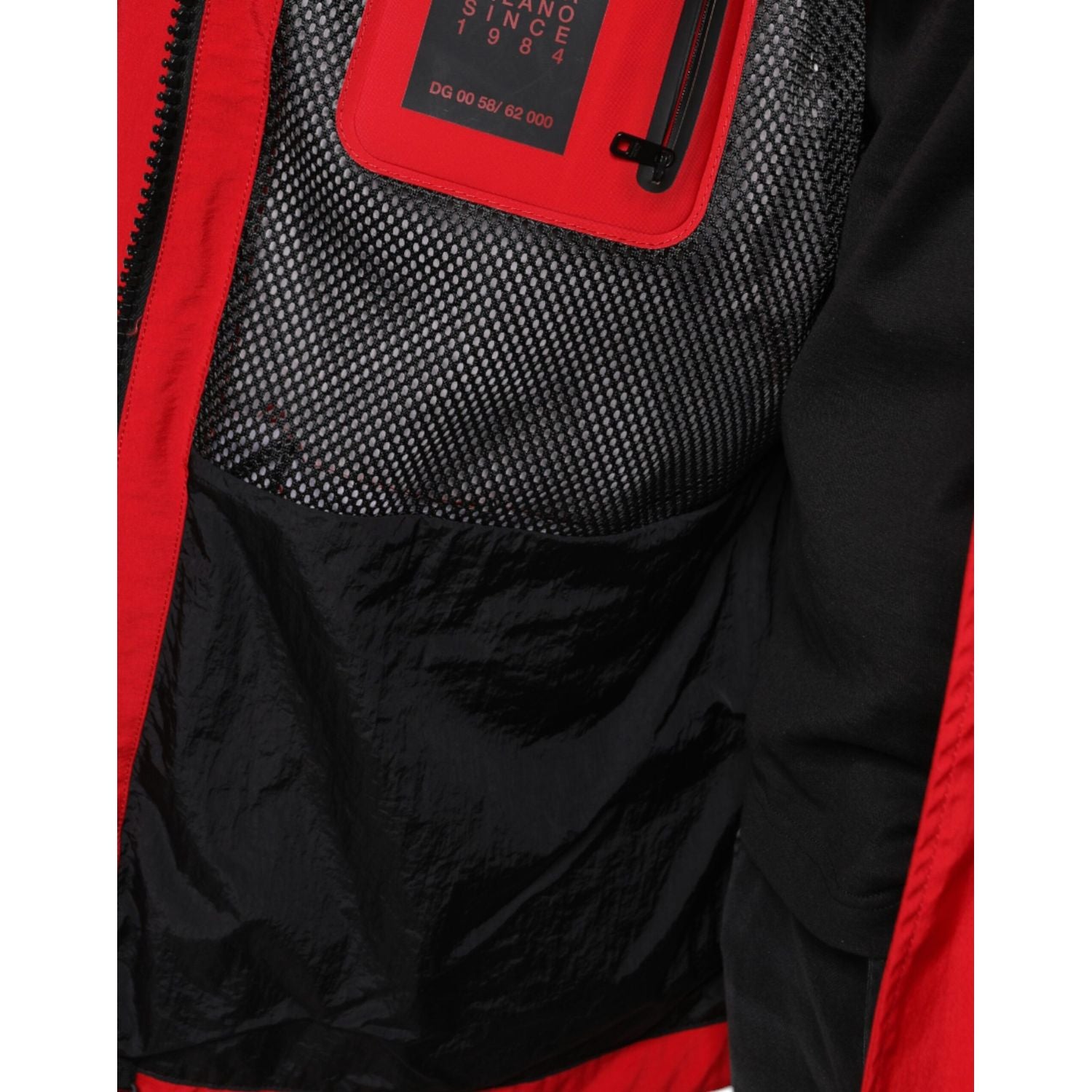 Dolce & Gabbana Red Nylon Hooded Men Full Zip Parka Jacket