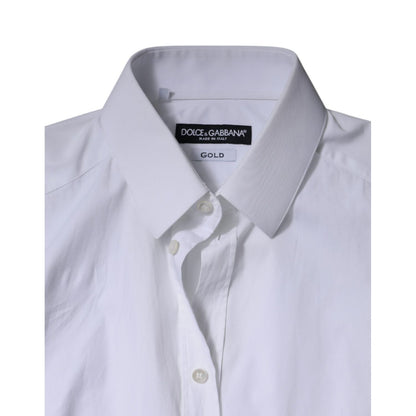 Dolce & Gabbana White Cotton Formal Men GOLD Dress Shirt
