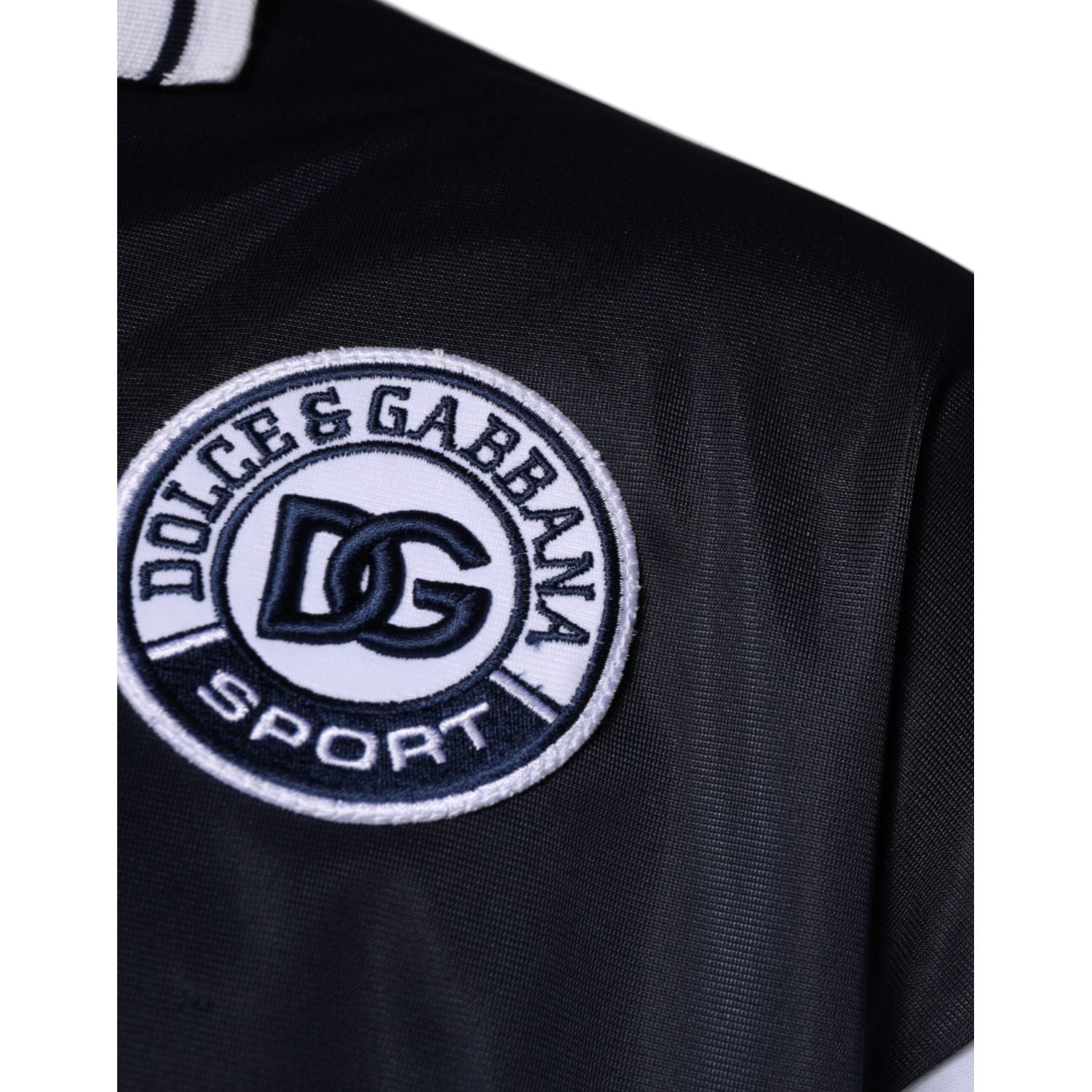 Dolce & Gabbana Blue Logo Jersey Collared Pullover Sweater