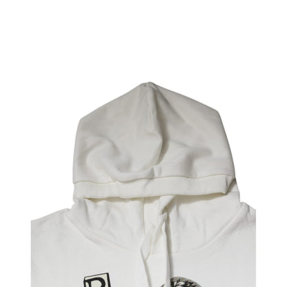 Dolce & Gabbana White Caesar Cotton Hooded Pullover Sweater