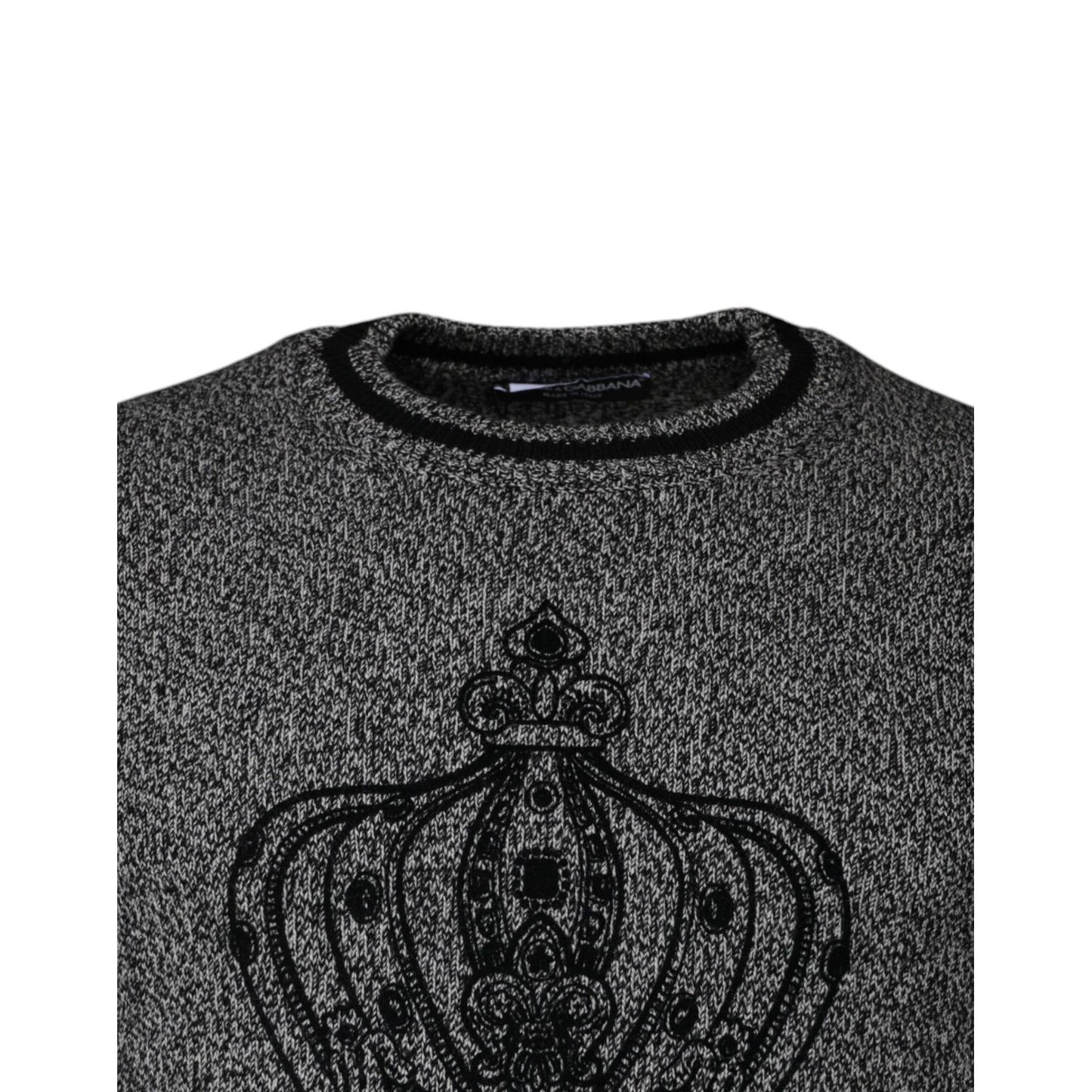 Dolce & Gabbana Gray Crown King Cashmere Pullover Sweater TSH87573-46