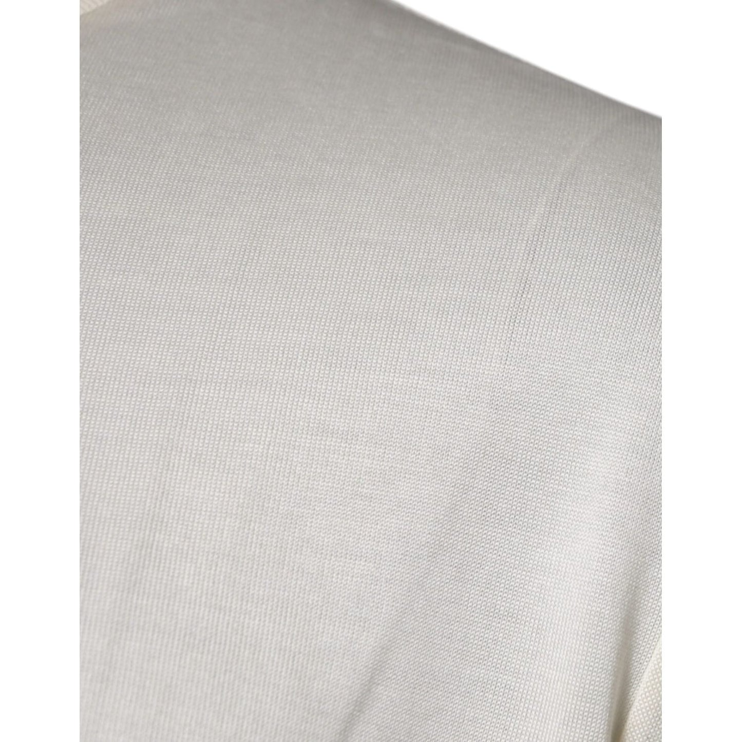 Dolce & Gabbana Off White Silk Crew Neck Short Sleeve T-shirt