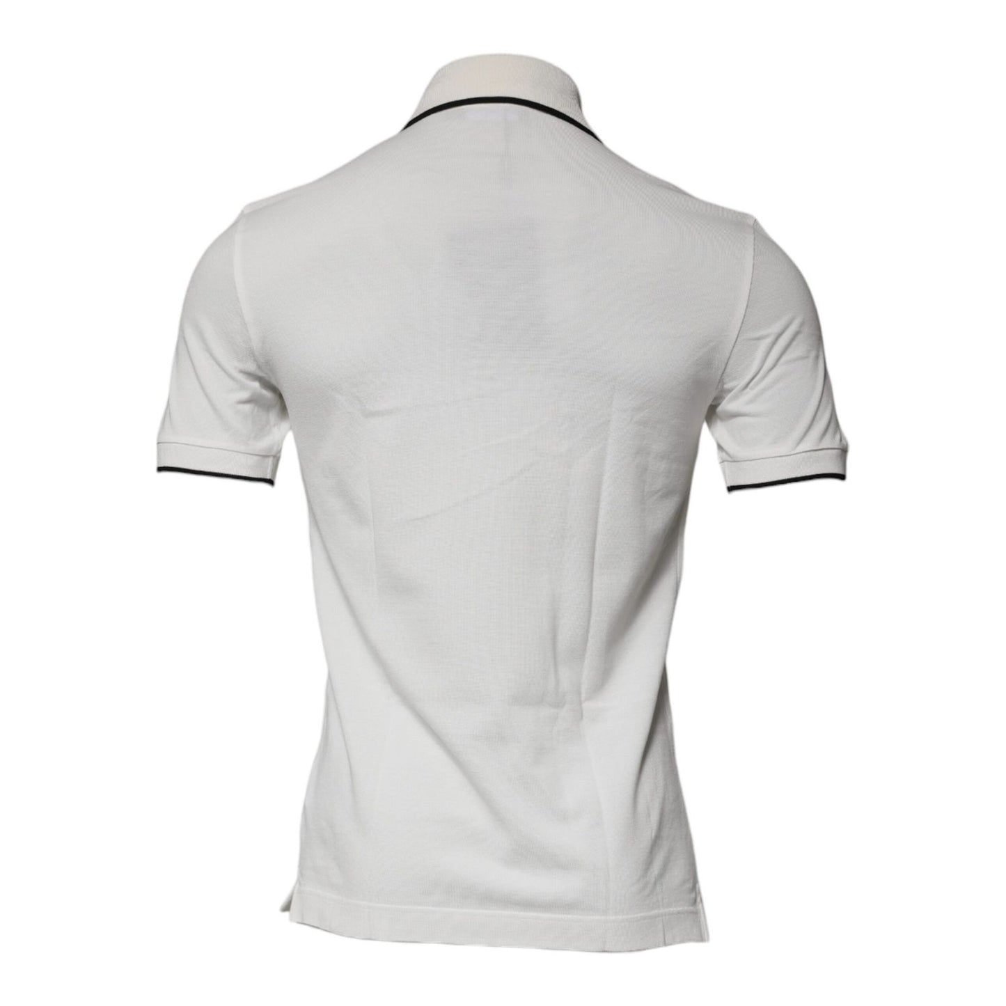 Dolce & Gabbana Off White Crown Cotton Collared Polo T-shirt