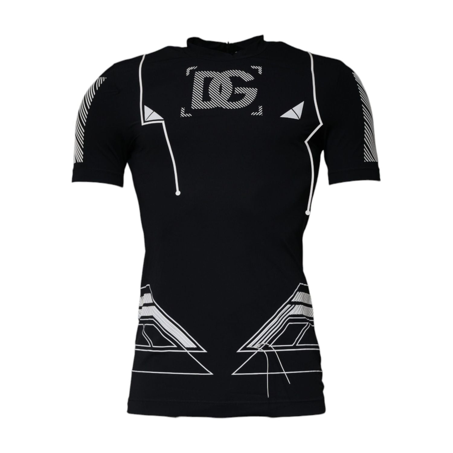 Dolce & Gabbana Black Graphic Print Nylon Crew Neck T-shirt