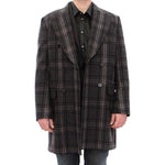 Dolce & Gabbana Sicilia Checkered Wool Blend Coat Coats & Jackets Dolce & Gabbana Dark Slate Gray