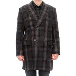 Dolce & Gabbana Sicilia Checkered Wool Blend Coat Coats & Jackets Dolce & Gabbana Dark Slate Gray