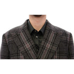 Dolce & Gabbana Sicilia Checkered Wool Blend Coat Coats & Jackets Dolce & Gabbana Dark Slate Gray
