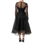 Dolce & Gabbana Black Tulle A-line Midi Cocktail Gown Dress DR281234-40