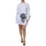 MSGM White Cotton Belted Long Sleeves Crew Neck Mini Dress DR281397-40