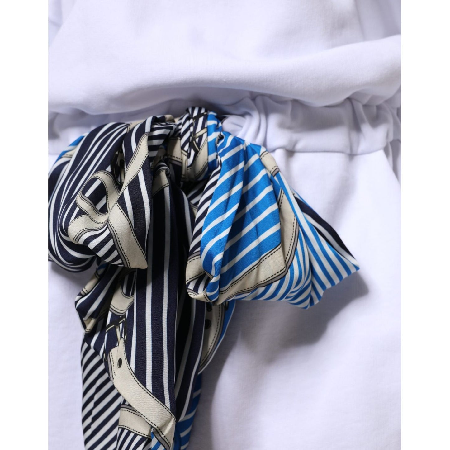 MSGM White Cotton Belted Long Sleeves Crew Neck Mini Dress DR281397-40