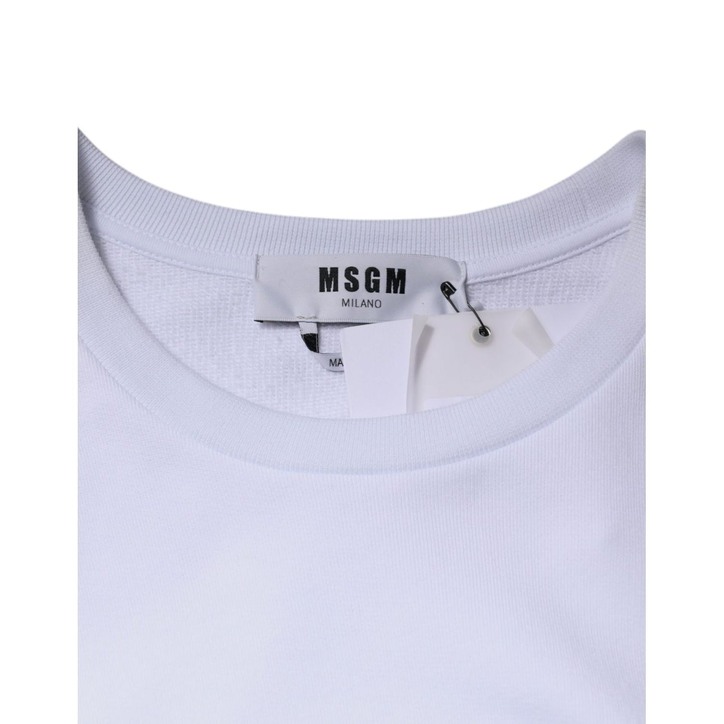 MSGM White Cotton Belted Long Sleeves Crew Neck Mini Dress DR281397-40