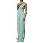 Elisabetta Franchi Mint Green One Shoulder Long Jumpsuit Dress DR281421-42