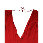 Dondup Red Acetate Short Sleeves Plunging Neckline Maxi Dress DR281430-42