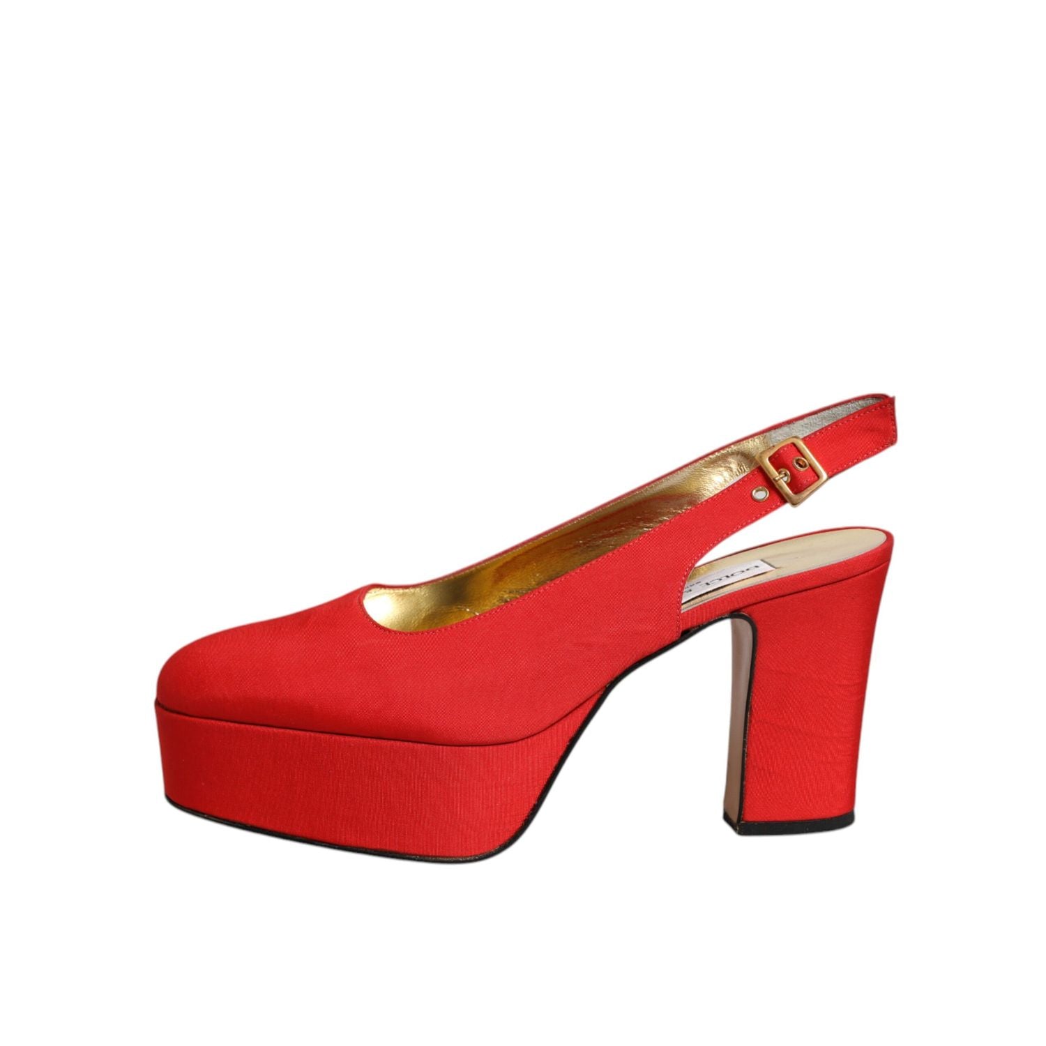 Dolce & Gabbana Red Platform Slingback Heels Sandals Shoes