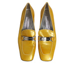 Dolce & Gabbana Yellow Leather Logo Plaque Slip On Mocassin Shoes LA12223-39
