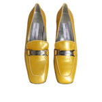 Dolce & Gabbana Yellow Leather Logo Plaque Slip On Mocassin Shoes LA12224-39