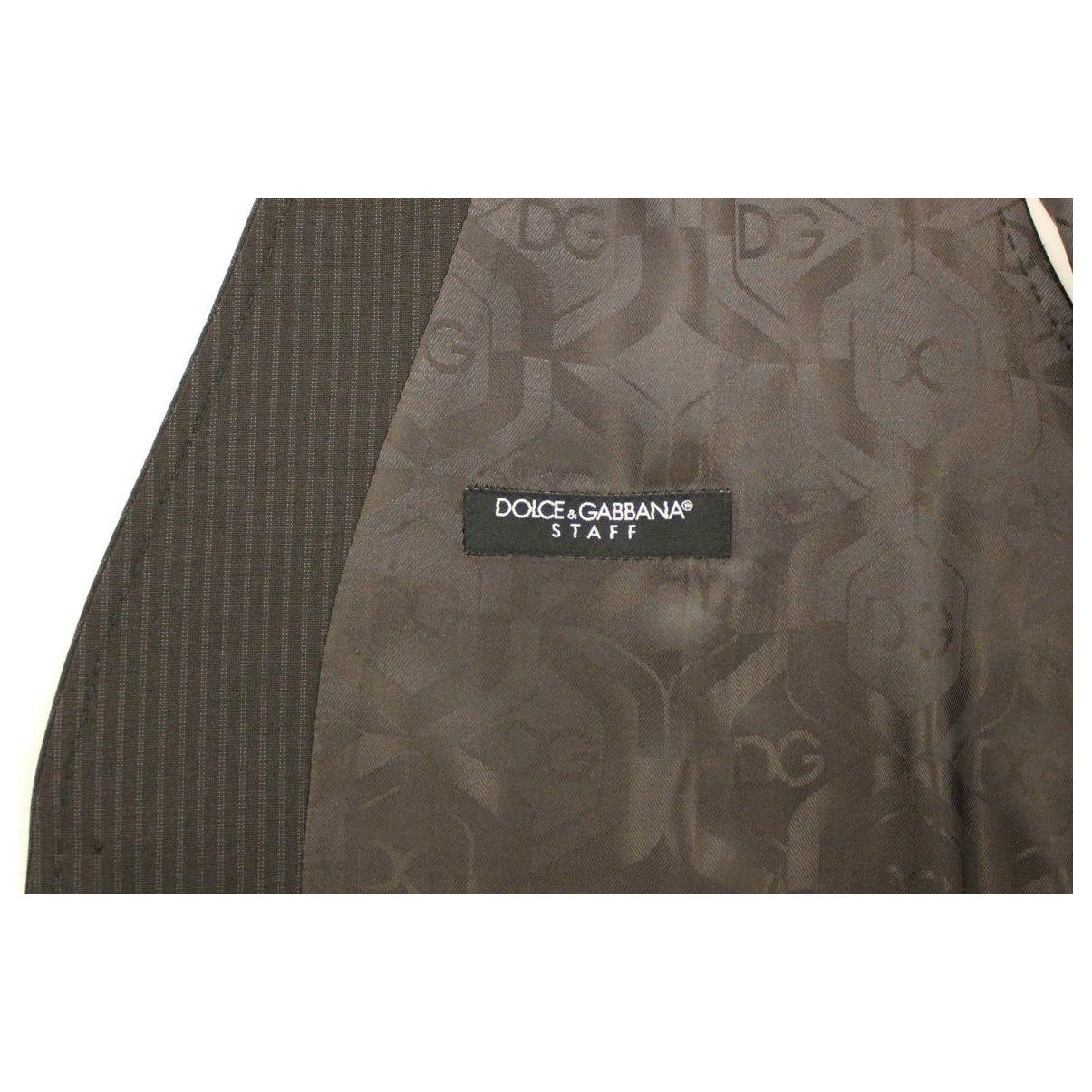 Dolce & Gabbana Brown Striped Stretch Dress Vest