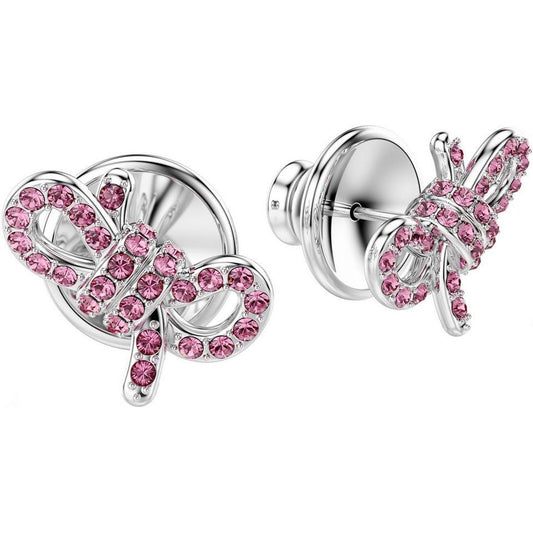 SWAROVSKI Mod. 5723557 silver earrings with pink crystals for ladies in official box, quartz analog, water resistant 5 ATM