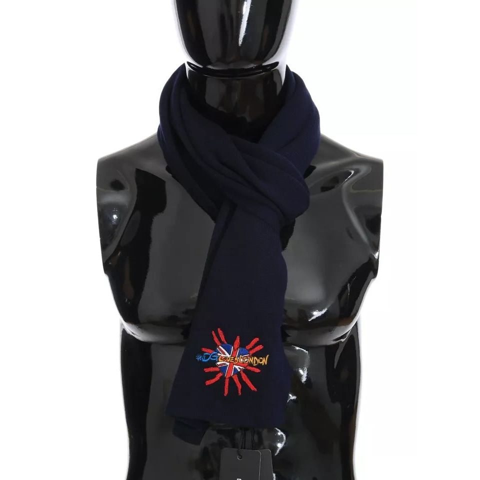 Dolce & Gabbana Blue Wool #DGLovesLondon Shawl Scarf