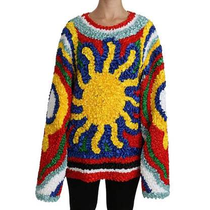 Dolce & Gabbana Multicolor Sun Ruffled Top Blouse Sweater