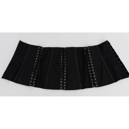 Dolce & Gabbana Black Stretch Corset Waist Strap Belt