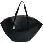 Brunello Cucinelli Black Leather Logo Shoulder Strap Shopping Tote Bag