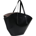 Brunello Cucinelli Black Leather Logo Shoulder Strap Shopping Tote Bag