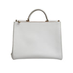 Dolce & Gabbana White Leather Logo Top Handle Tote Crossbody Bag